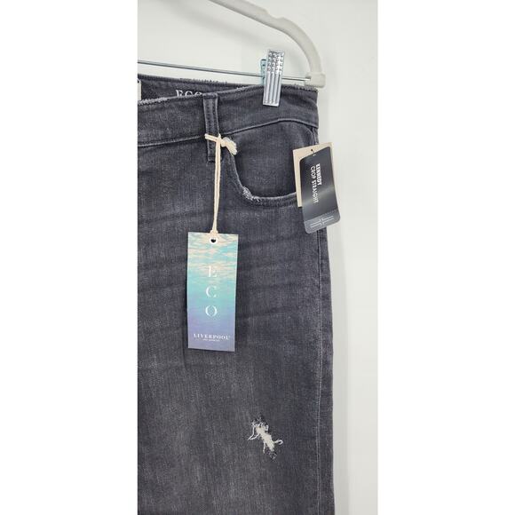 New NWT Liverpool Kennedy Crop Straight Washed Black Jeans Size 12 31 - Picture 8 of 13